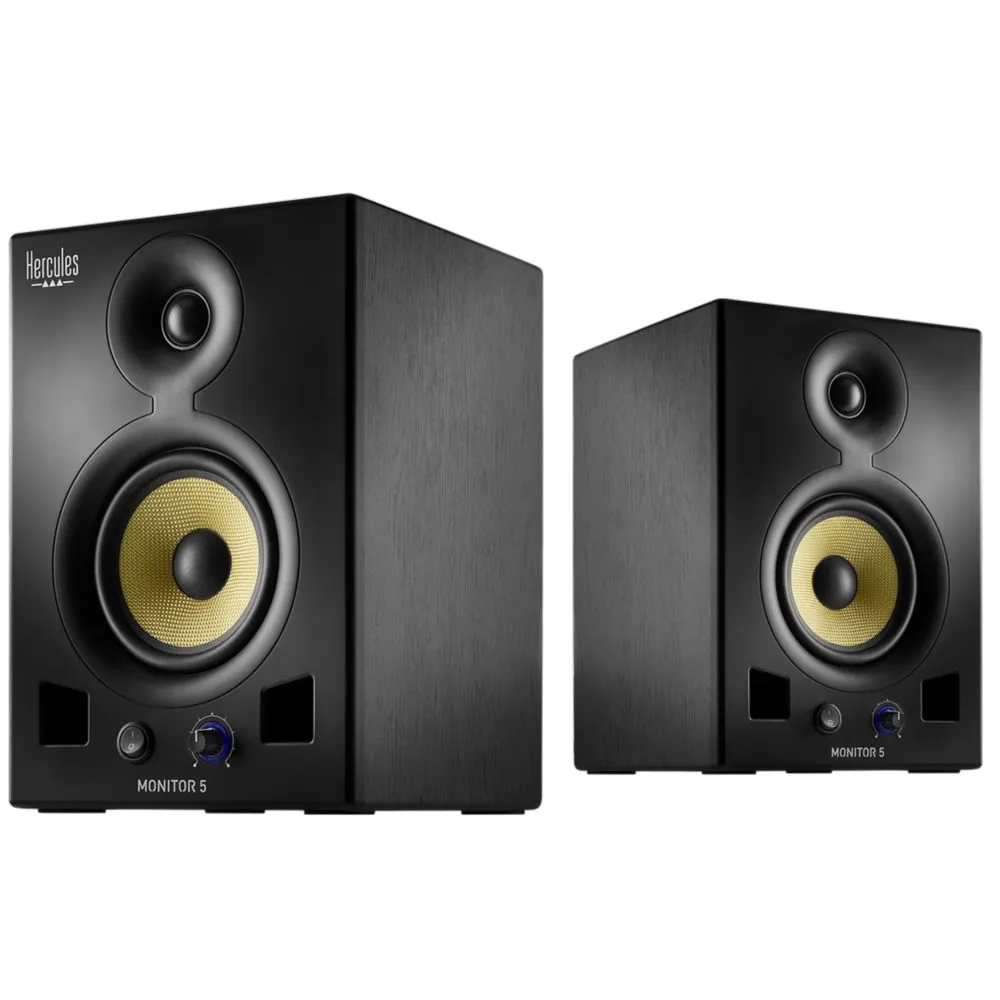 Hercules Monitor 5 schwarze aktive Monitore mit Bi-Verstärkung
