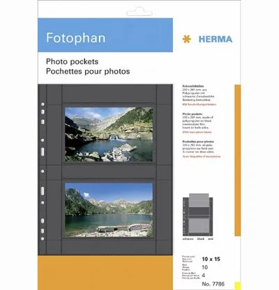Herma 7786 FOTOPHAN 10x15 QUER 4 Fotos schwarz