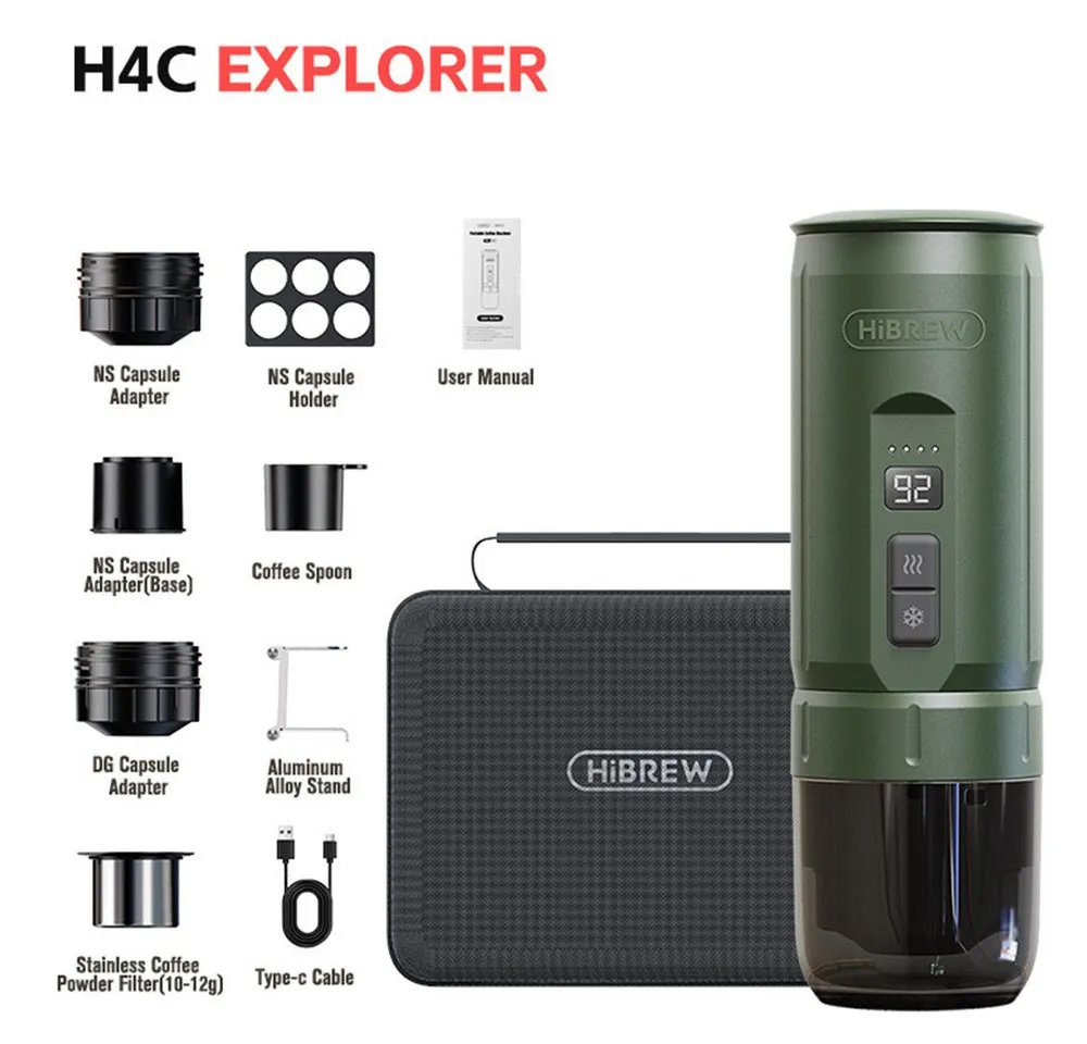 HiBREW Kapselmaschine, 20 Bar Druck, 7500mAh entnehmbarere Batterie