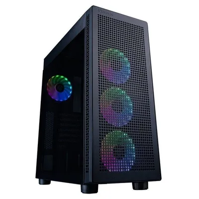 Hiditec H1 Air ARGB Midi-Tower, gehärtetes Glas, USB 2.0, Schwarz