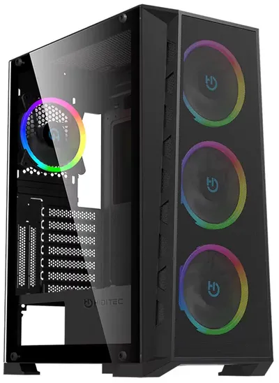 PC-Gehäuse Hiditec MH12 ARGB USB 3.1 Type-C Glas SECC Schwarz PC-Gehäuse Hiditec MH12 ARGB USB 3.1 Type-C Glas SECC Schwarz