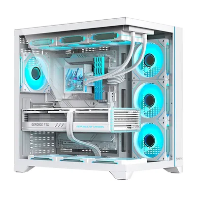 Gehäuse Hiditec H3 PRO Midi Tower ATX Gehärtetes Glas Weiß Transparent