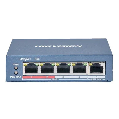 Switch Hikvision DS-3E0105P-E(B) 4x PoE 1x Uplink Metallgehäuse Blau