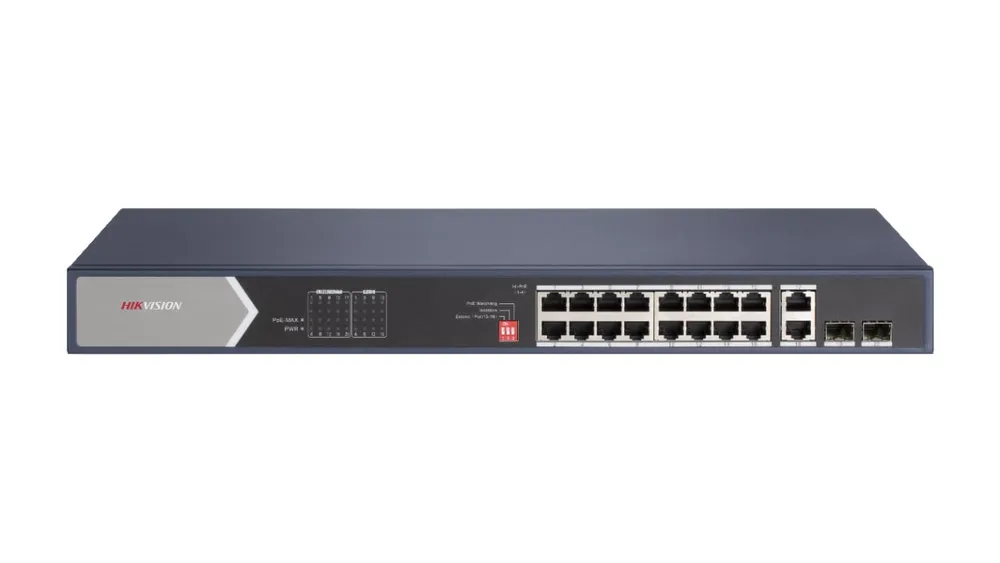 Hikvision DS-3E0520HP-E Switch, 16 Gigabit-PoE-Ports, 6 KV, Vollmetall, 300 m