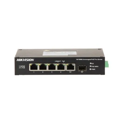 Hikvision DS-3T0506HP-E/HS Gigabit-PoE-Switch, 4 Ports, 2 SFP, 60 W, Hi-PoE, lüfterlos