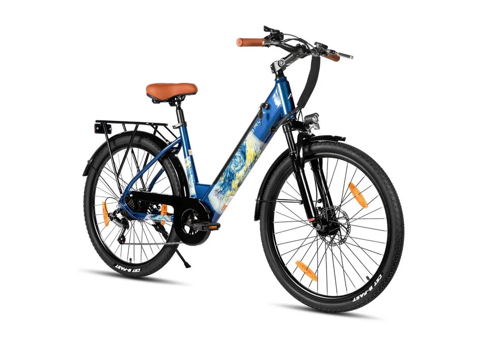HILAND E-Bike 26" E-Mountainbike mit Shimano-Schaltung, Gepäckträger & Nabenmotor, Heckmotor, 374,4 Wh