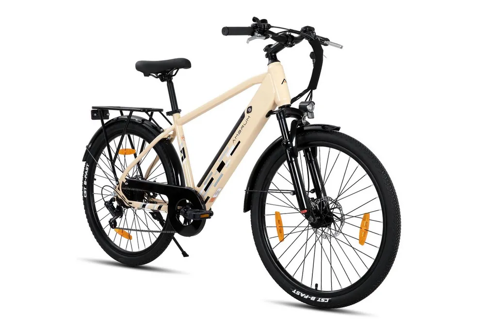 HILAND E-Bike 26" E-Mountainbike mit Shimano-Schaltung, Gepäckträger & Nabenmotor, Heckmotor, 374,4 Wh