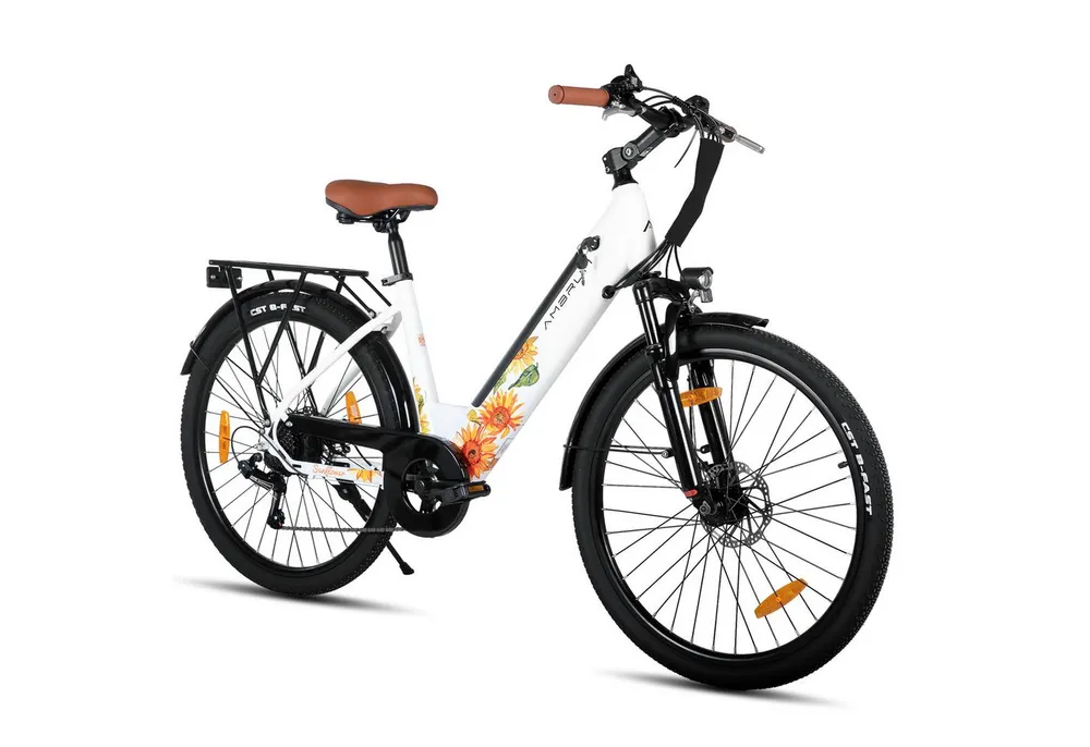 HILAND E-Bike 26" E-Mountainbike mit Shimano-Schaltung, Gepäckträger & Nabenmotor, Heckmotor, 374,4 Wh