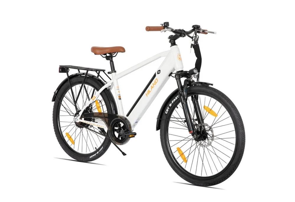 HILAND E-Bike Hiland E-Bike 26 Zoll mit Federgabel und Doppelscheibenbremsen, Heckmotor, 280,8 Wh