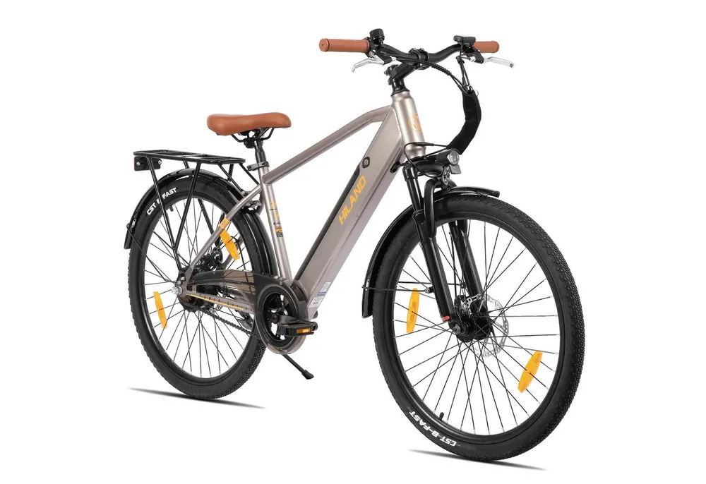 HILAND E-Bike Hiland E-Bike 26 Zoll mit Federgabel und Doppelscheibenbremsen, Heckmotor, 280,8 Wh