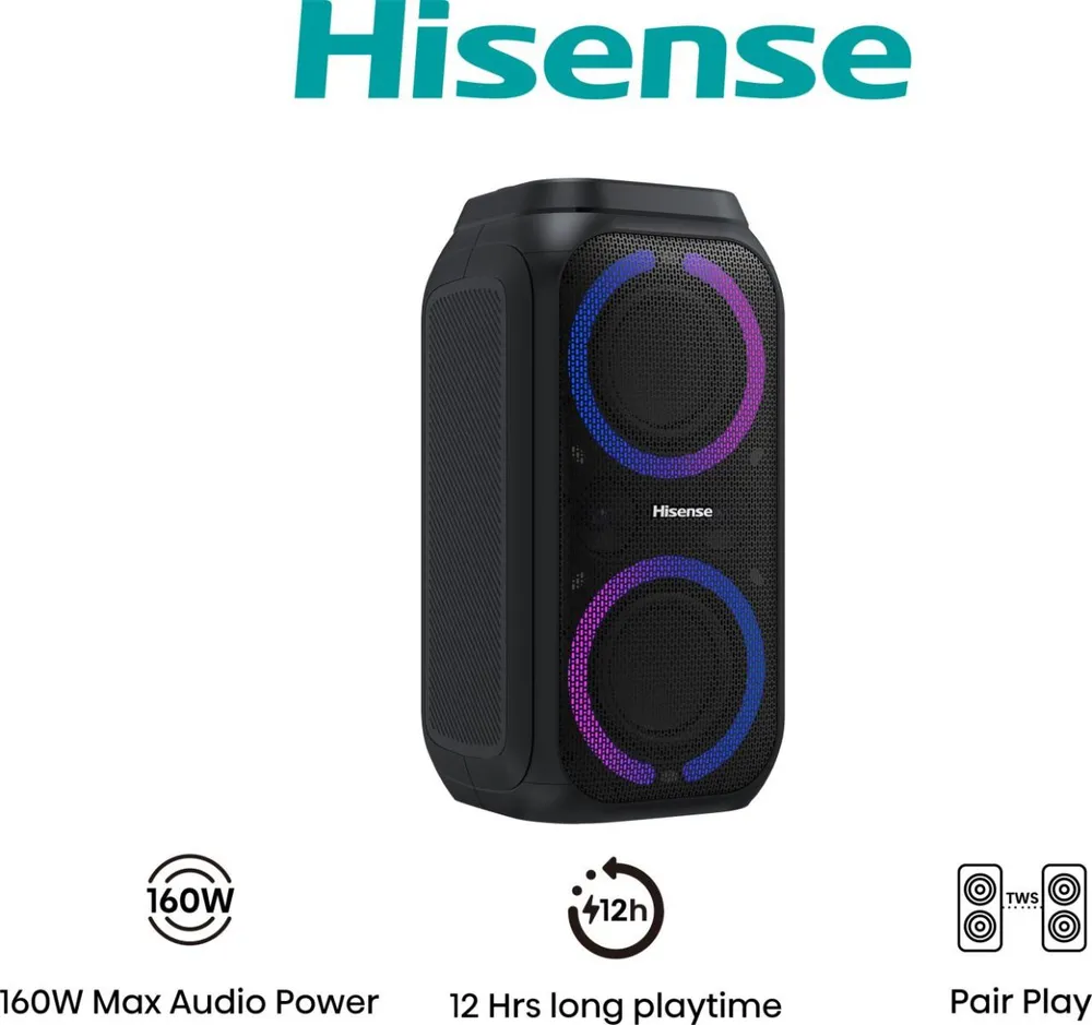 Altavoces Hisense Party Rocket 160 2.0 canales inalámbrico y alámbrico 160W IPX4