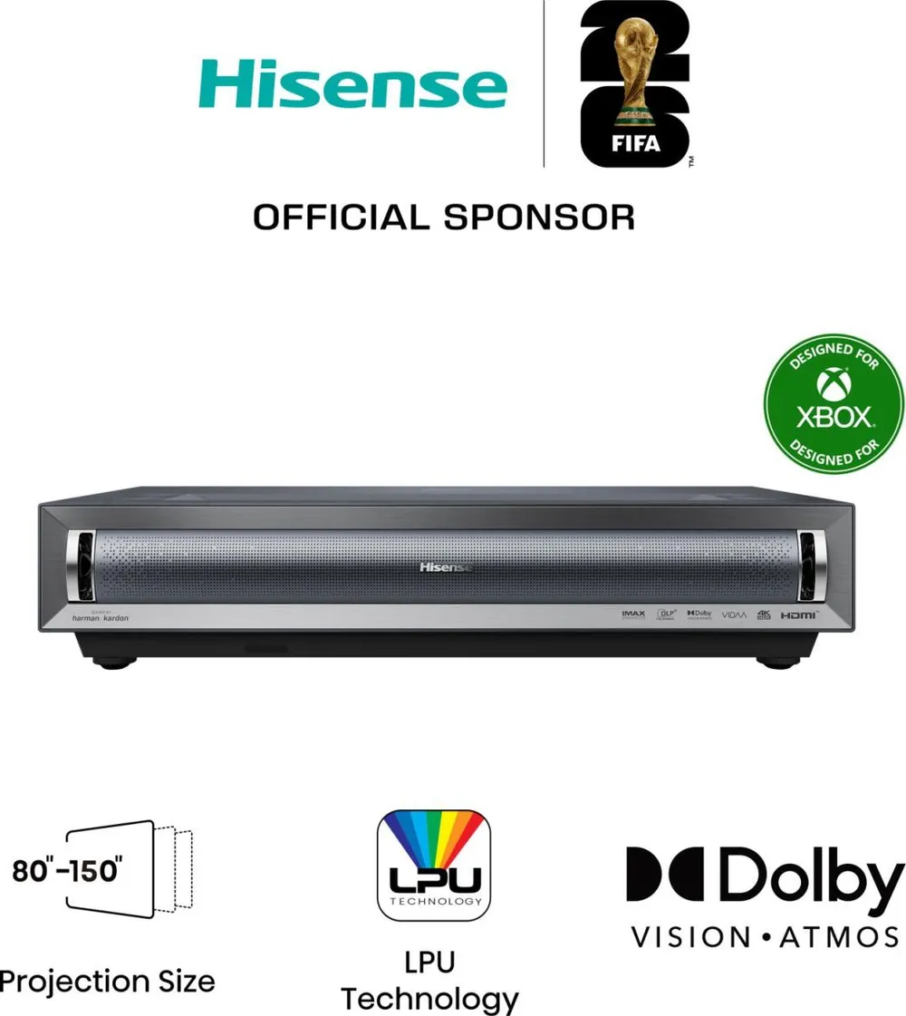 Proyector Hisense PX3 UHD 4K 2800 Lúmenes 150" Láser Smart TV Ultra-Kurzdistanz