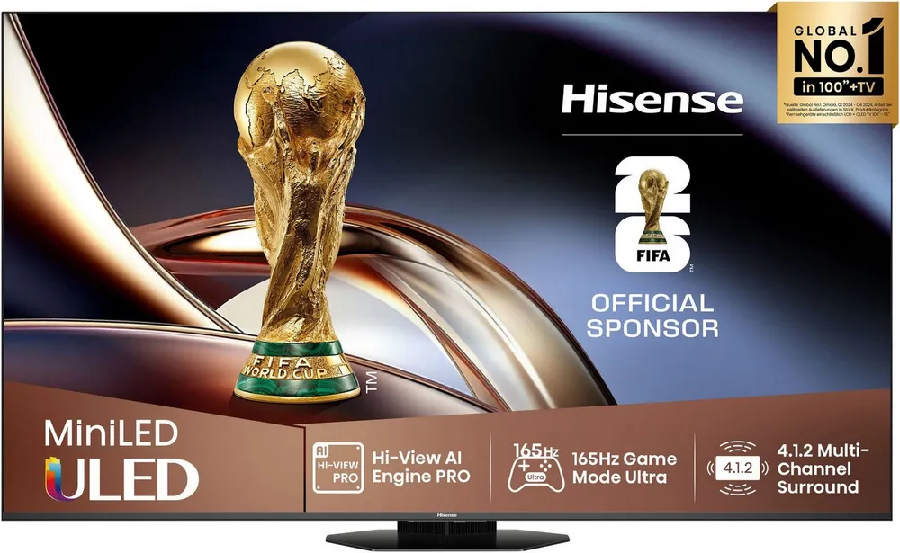 Hisense 75U8Q QLED-Fernseher (189 cm/75 Zoll, 4K Ultra HD, Smart TV)