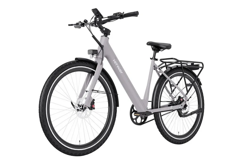 HITWAY E-Bike Cityrad 700C Elektrofahrrad max. bis zu 80km mit Diebstahlschutz-GPS, 1 Gang, Kettenschaltung, Heckmotor, 374,4 Wh, StVZO E-Citybike, Pedelec mit Drehmomentsensor, APP