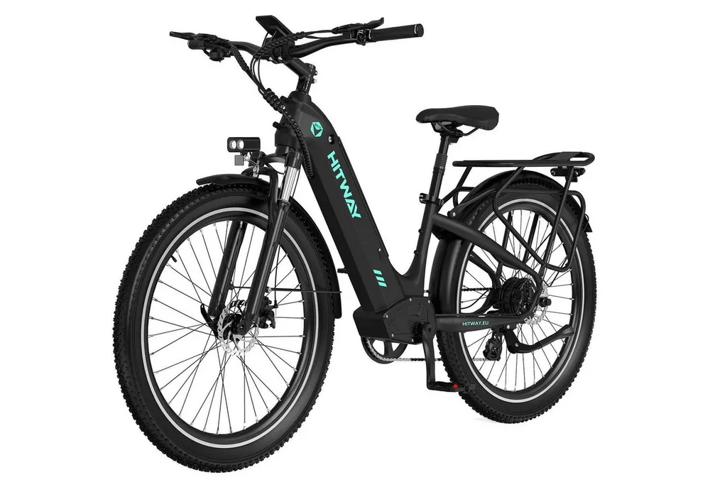 HITWAY E-Bike Pedelec 26 *3,0 zoll Elektrofahrrad mit Samsung 48V18Ah Akku bis zu 120km, 7 Gang shimano shimano Schaltwerk, Kettenschaltung, Heckmotor, 864 Wh, StVZO Pedelec, Tiefeinstieg für Damen Herren mit APP Funktion