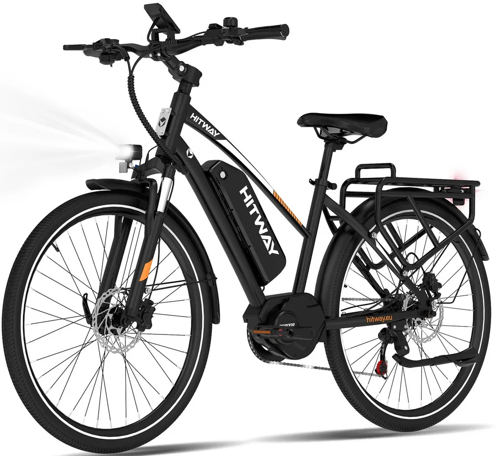 HITWAY E-Bike Trekkingrad 27,5 Zoll E-Bike Mittelmotor, Reichweite bis 150-180 km, 7 Gang shimano shimano Schaltwerk, Kettenschaltung, Mittelmotor, 468 Wh, Drehmomentsensor, Hydraulischbremsen, Federgabel mit Lockout, Alu