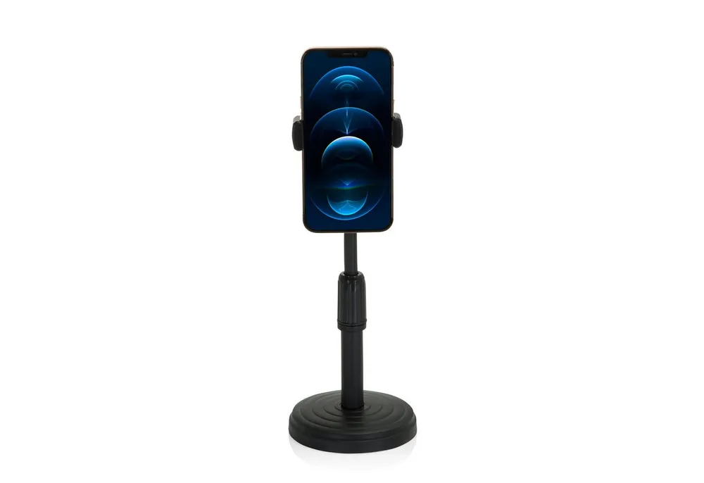 hjh OFFICE Handy-Halterung Handy & Tablet Halterung Flexmobi Ii Kunststoff, (bis 3.5 Zoll, Halter mit Tellerfuß, 360° schwenkbar, höhenverstellbar)