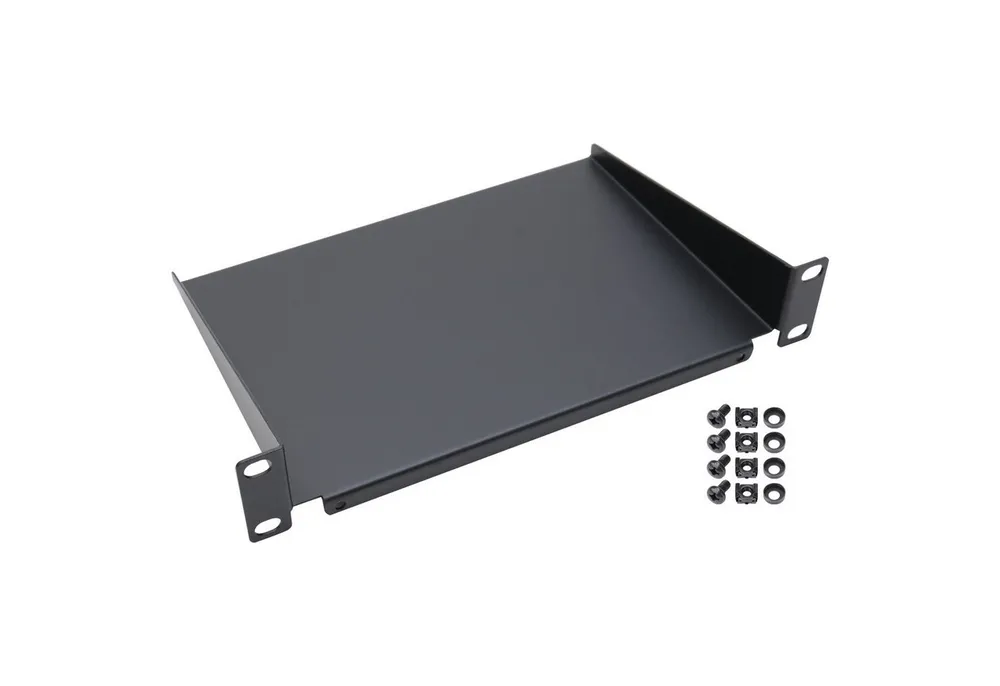 HMF Serverschrank 63399-02 Fachboden für Serverschrank, 10 Zoll, 10 Zoll, 1 HE, 150 mm Tiefe, Schwarz