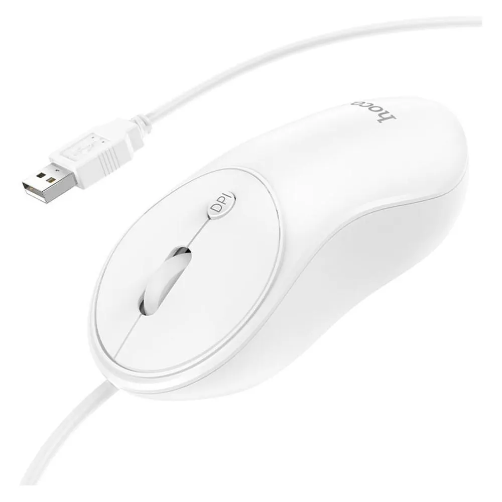 Ratón HOCO GM13 USB Typ A 1600 DPI Weiß Ambidextr Kabel