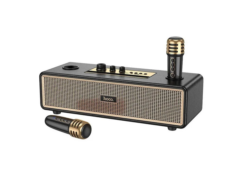 hoco. BS63 Bluetooth-Lautsprecher (Bluetooth-Lautsprecher mit 2 kabellosen Mikrofonen für Karaoke)