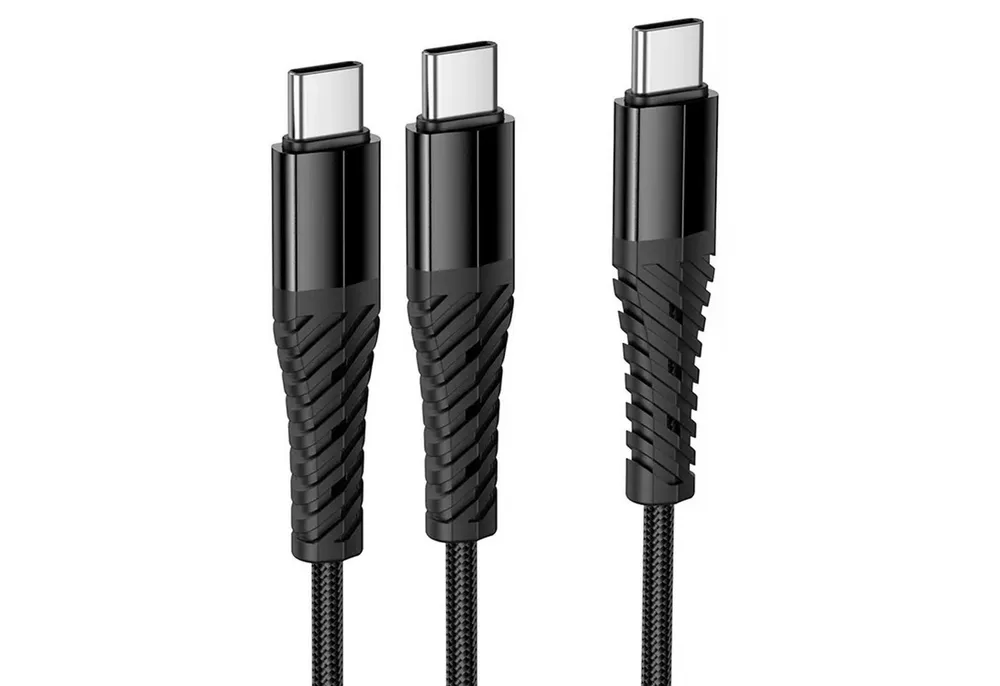hoco. X123 2in1 USB-C auf 2x USB-C Smartphone-Kabel, USB-C, USB Typ C (100 cm), USB C Schnell Ladekabel Android Lade Kabel Typ C für Smartphone Tablet