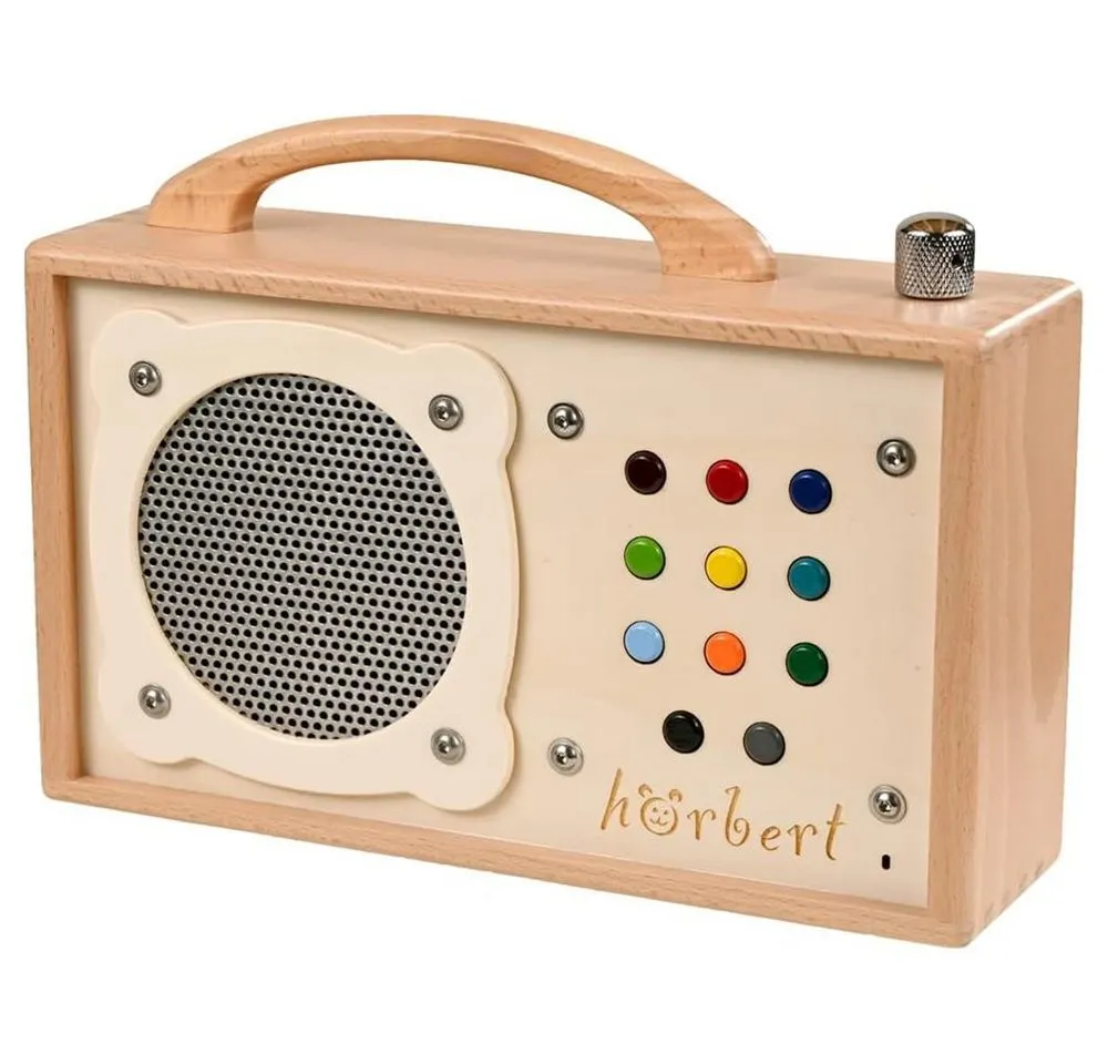 Hörbert Musikbox für Kinder Lautsprecher (Vorbespielt mit Deutschen Inhalten, Mit Mikrofon, Bluetooth)