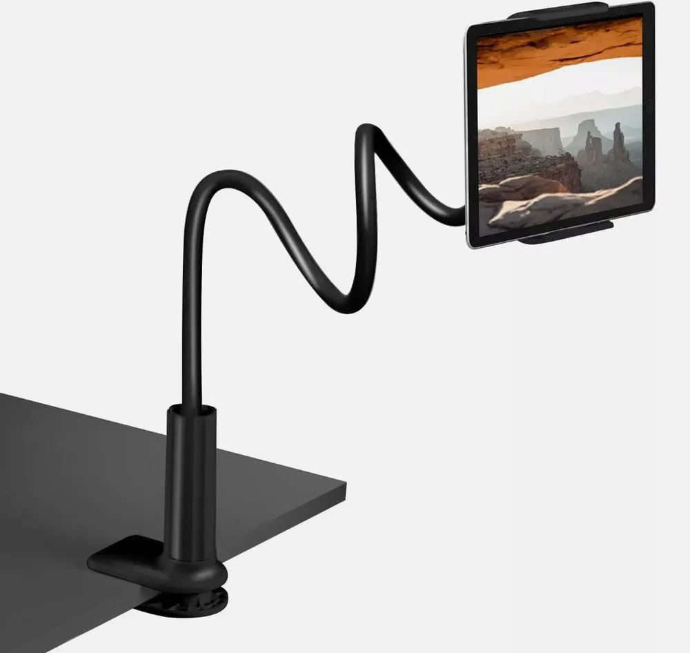 Holz Lichter Schwanenhals Handyhalterung für Bett, Tisch oder Desktop, Tablet Halterung, (bis 7,06 Zoll, Kein Werkzeug erforderlich, vielseitig einsetzbar, Flexibler Schwanenhals, 360° drehbar, stabil und für Tablets geeignet)