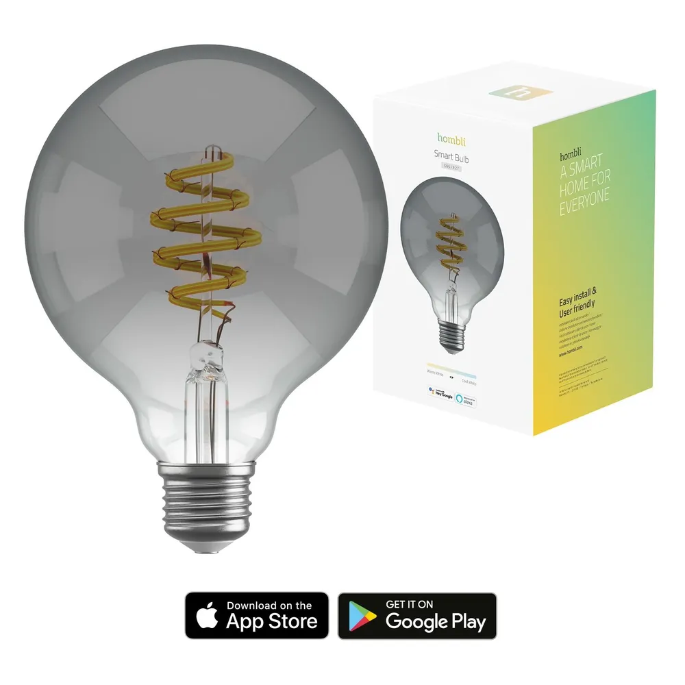 Hombli Filament Bulb CCT E27 G95-Smokey - Silber