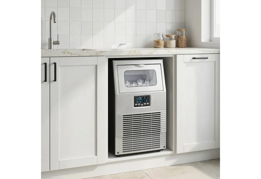 HOMCOM Eiswürfelmaschine Kommerzielle 30 kg/24H Eismaschine,4 kg Speicher,Selbstreinigung, 4 kg Eisspeicher, 30 kg,24 Stunden für Zuhause