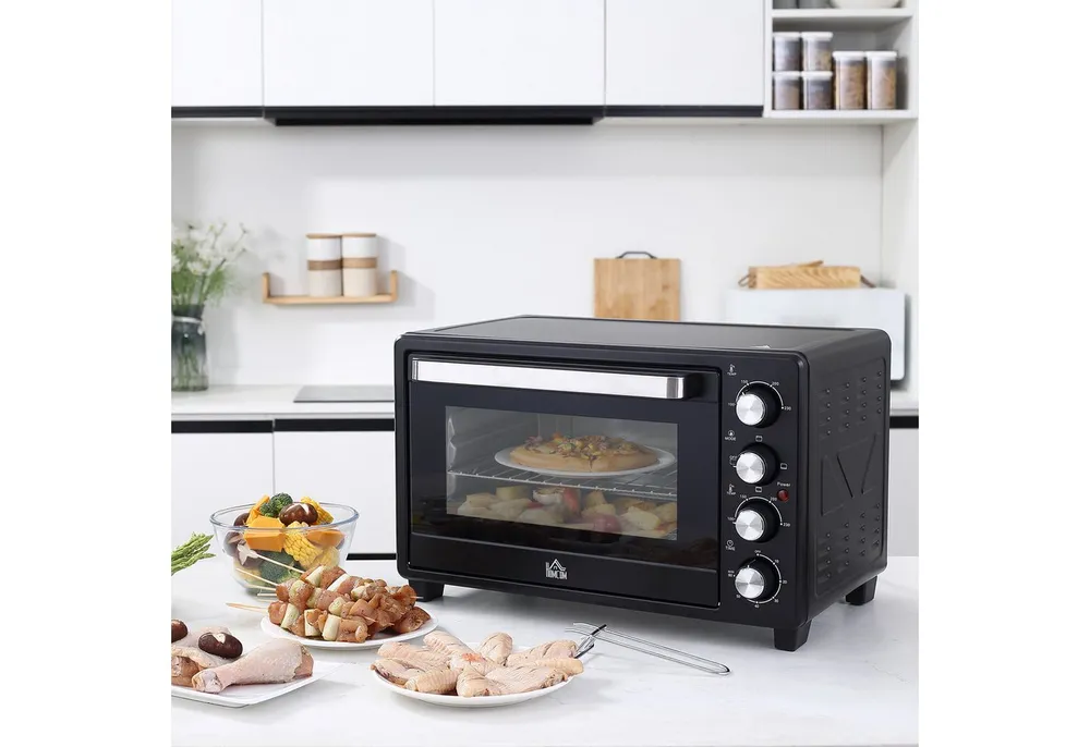 HOMCOM Minibackofen 32L Mini Ofen mit Grillrost, Backblech, mit 3 Kochmodi, Schwarz 52,2 x 38,1 x 33,5 cm