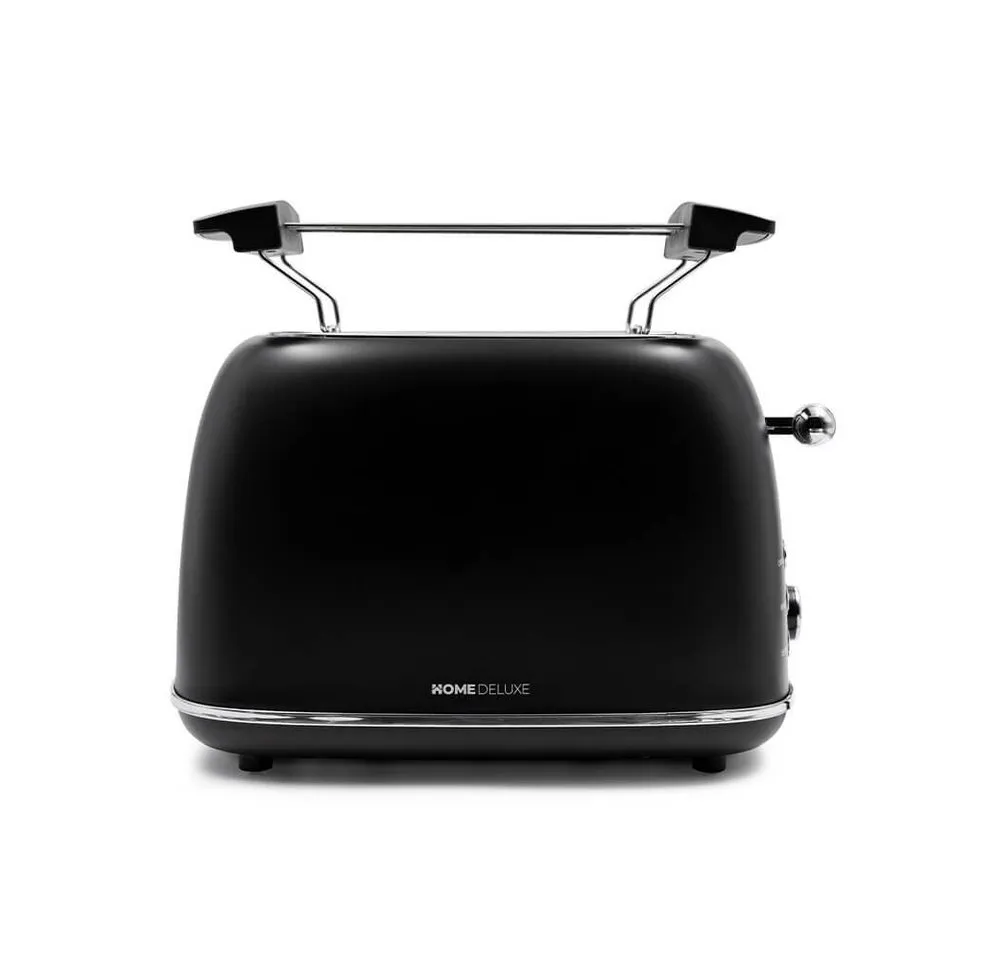 HOME DELUXE Toaster MAJESTIC - Matt Schwarz, 2 kurze Schlitze, für 2 Scheiben, 815 W, entnehmbarer Brötchenaufsatz, Retro Toaster