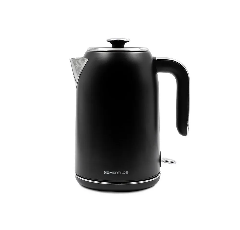 HOME DELUXE Wasserkocher NOBLE - Matt, 1.5 l, 2200 W, Edelstahl Gehäuse & integrierter Hitzeschutz, Retro Optik