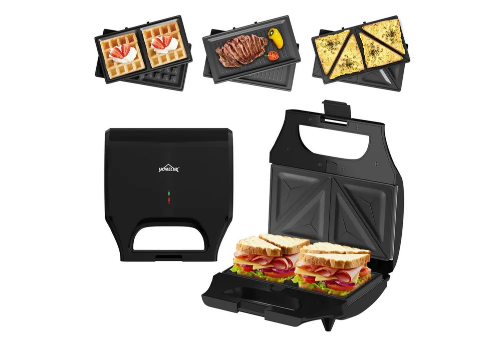 HOMELUX 3-in-1-Sandwichmaker Sandwich-Toaster Waffeleisen Grill Ultracompact, 800 W, Antihaftbeschichtet, Schnelles und Gleichmäßiges, Leichte Reinigung
