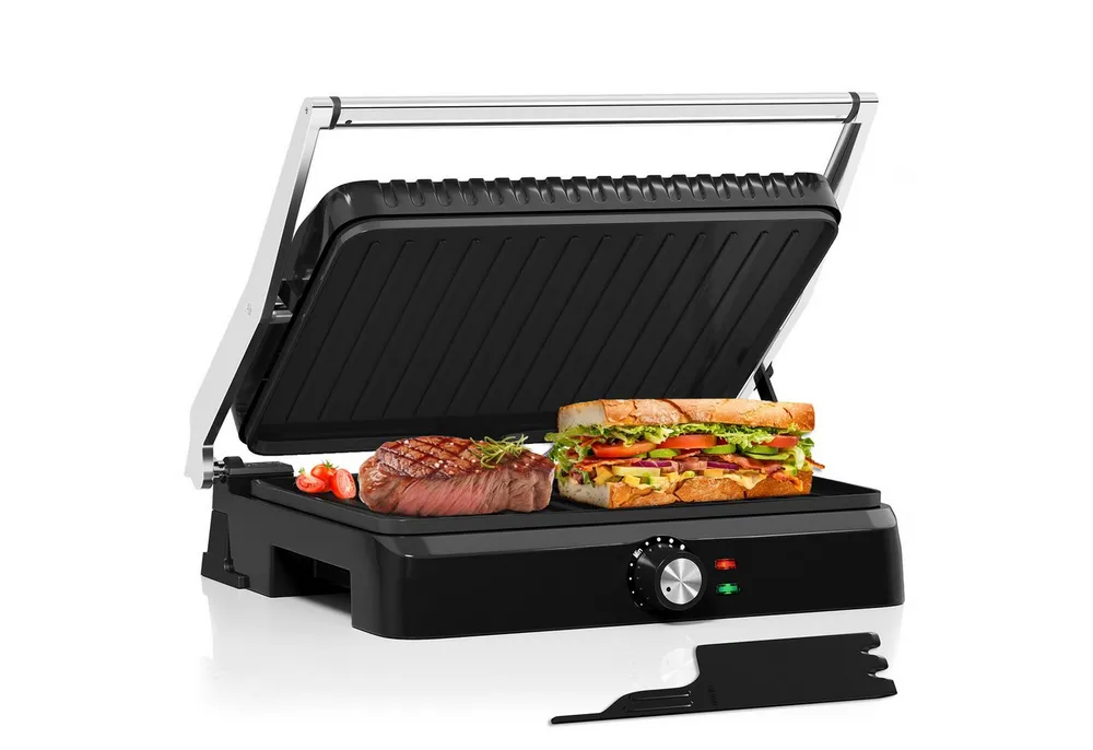 HOMELUX Elektrogrill Kontaktgrill 3 in 1 Multigrill, 2200W Grill, Elektrischer Optigrill, 2200,00 W, Antihaftbeschichtet, Edelstahl Tischgrill mit Zubehör