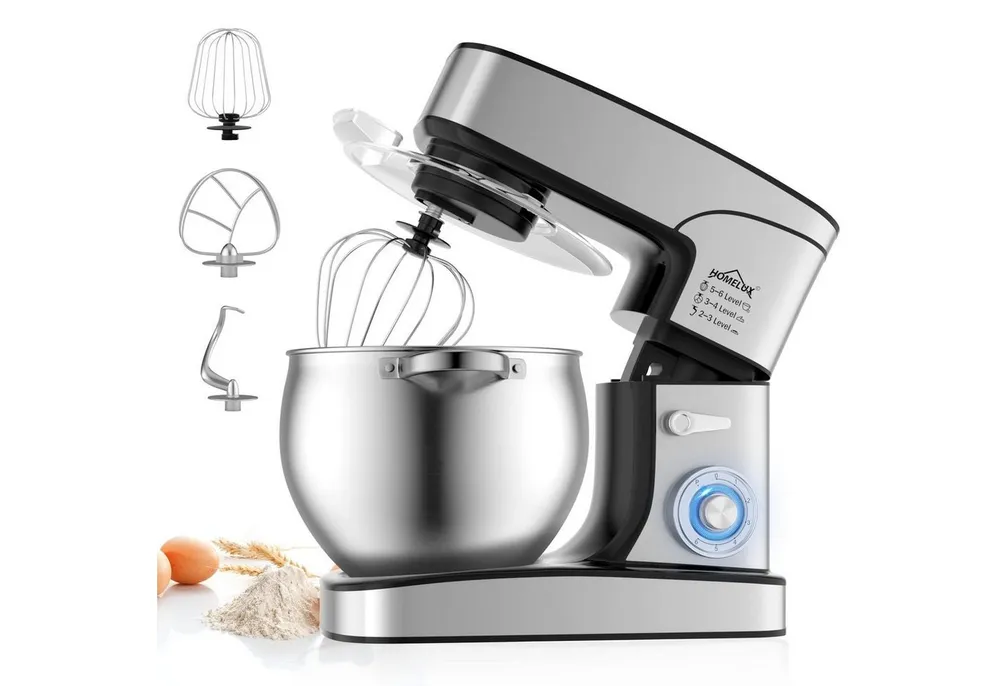 HOMELUX Küchenmaschine SC-667, 2500,00 W, 12,00 l Schüssel, inkl 3-Teiligem Patisserie-Set und Spritzschutz, mit Edelstahlschüssel