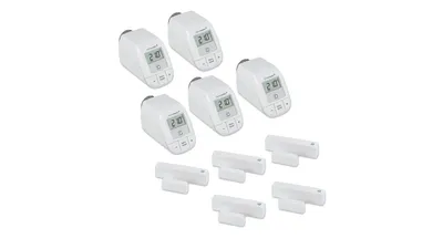 Homematic IP 5er-Set Smart Home Heizen - Heizkörperthermostat und Fenster- und Türkontakt