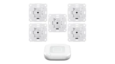 Homematic IP Smart Home Set Beschattung mit Access Point 2, 5 Rollladenaktoren für Markenschalter