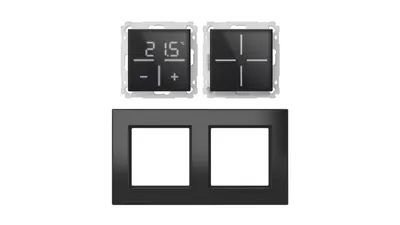 Homematic IP Smart Home Set Glasserie Anthrazit, Glastaster, Thermostat, 2-Fach Rahmen