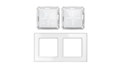 Homematic IP Smart Home Set Glasserie Weiß, Glastaster, Thermostat, 2-Fach Rahmen