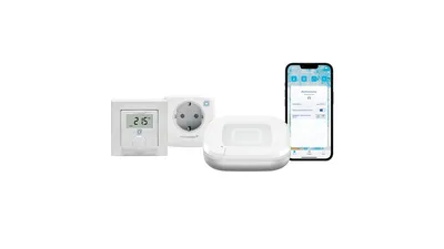 Homematic IP Smart Home Set Raumklima mit Access Point 2, Wandthermostat, Schalt-Messsteckdose
