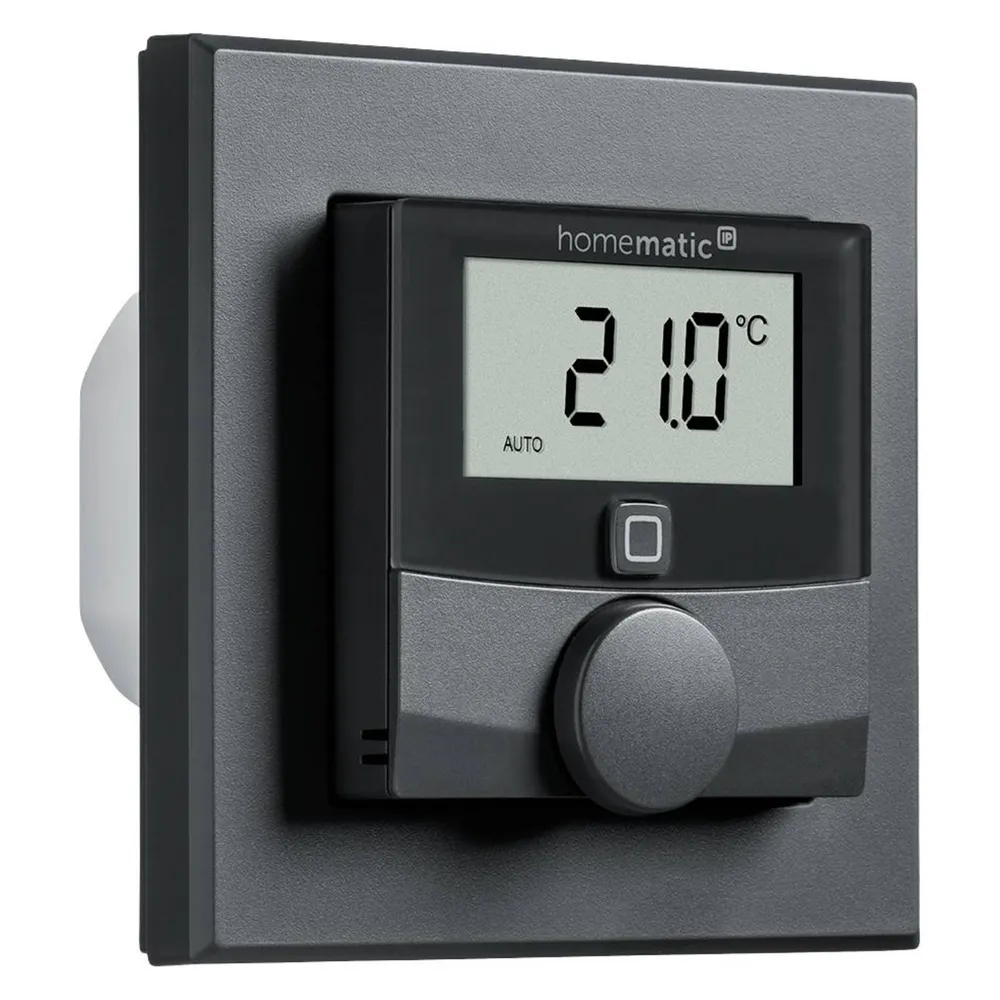 Homematic IP Smart Home Wandthermostat mit Schaltausgang – für Markenschalter, anthrazit, HmIP-BWTH-A