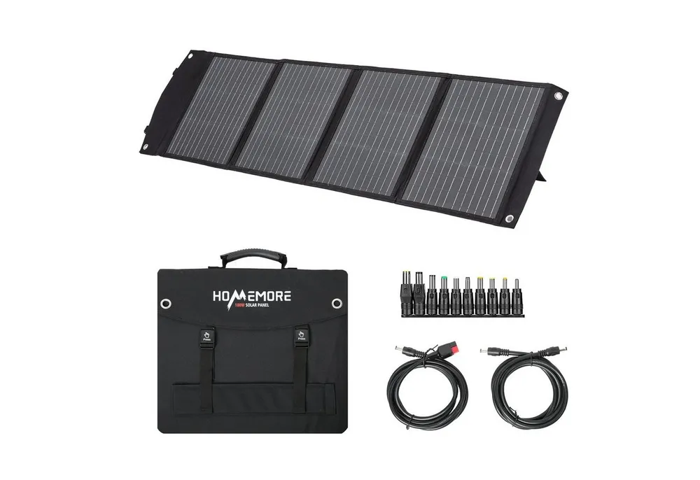 HOMEMORE Faltbares 100W Solarpanel Tragbares Solarmodul Solarladegerät Solarladegerät (für Powerstation Solargenerator Outdoors Camping Wohnmobil Garten)