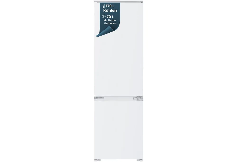 homeX Einbaukühlgefrierkombination CFB2491E, 178 cm hoch, 54 cm breit, 249 Liter, Einbaukühlschrank mit Gefrierfach, 178cm hoch, Schlepptür