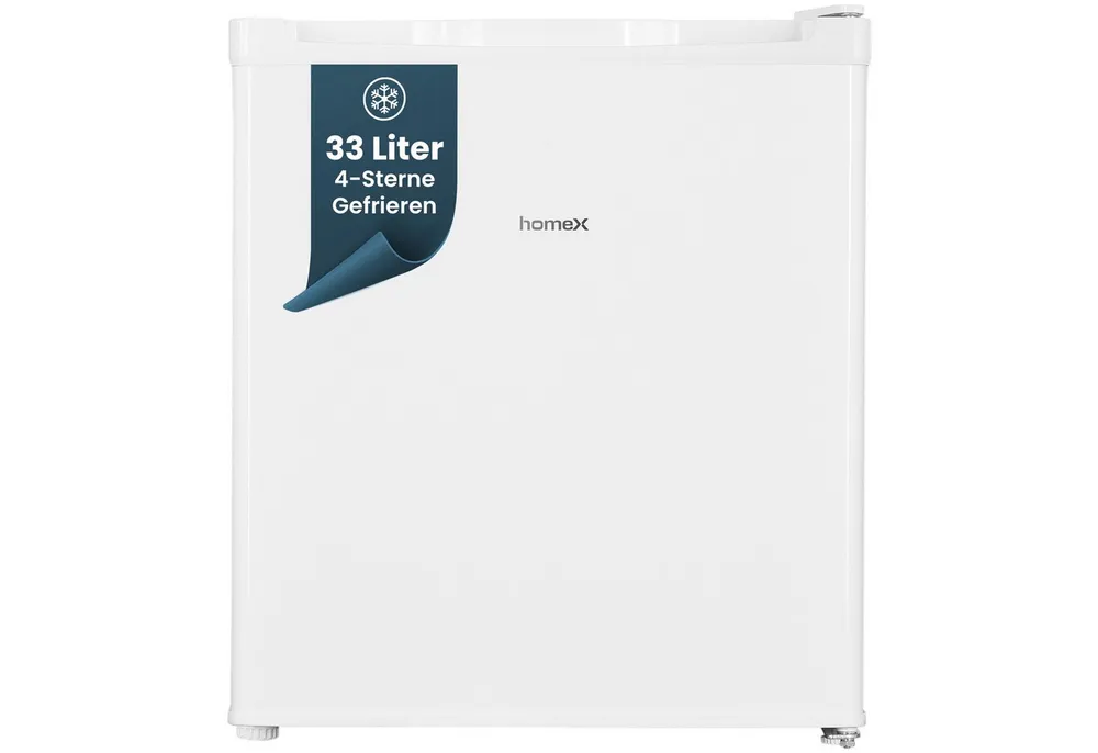 homeX Gefrierschrank FM1015-W, 51 cm hoch, 44 cm breit, Mini-Gefrierschrank, Gefrierbox, 33 L Nutzinhalt, klein, weiß