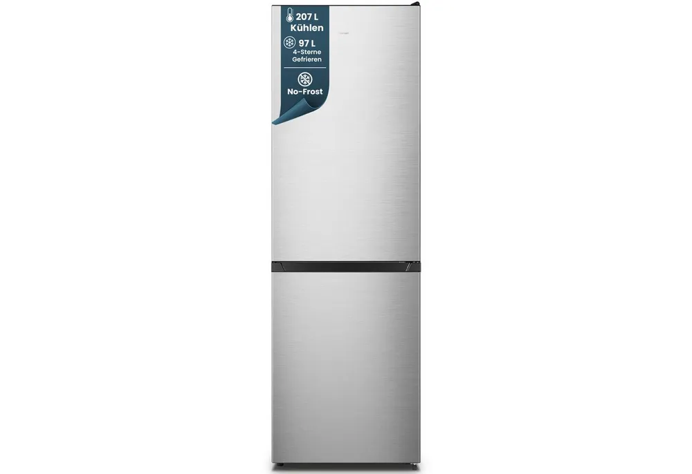 homeX Kühl-/Gefrierkombination CFSN3041A-S, 187.3 cm hoch, 59.5 cm breit, No Frost, 304 L, Kühlschrank mit Gefrierfach, EEK A, freistehend, groß