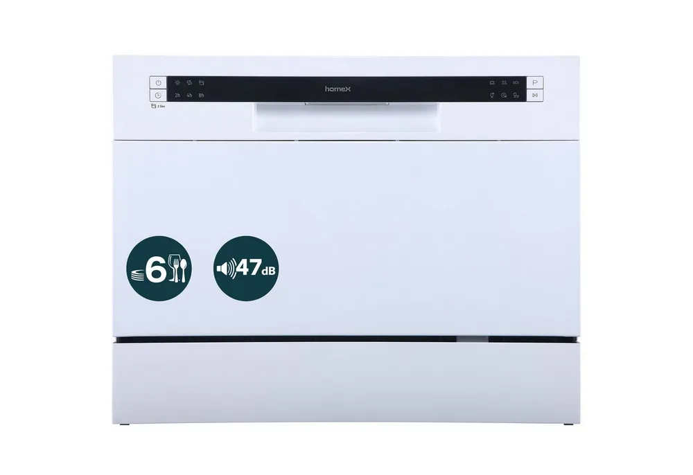 homeX Tischgeschirrspüler GST6AD-W, 7 l, 6 Maßgedecke, Mini Spülmaschine, Geschirrspüler klein, 6 Programme, 6 Gedecke, 47 dB