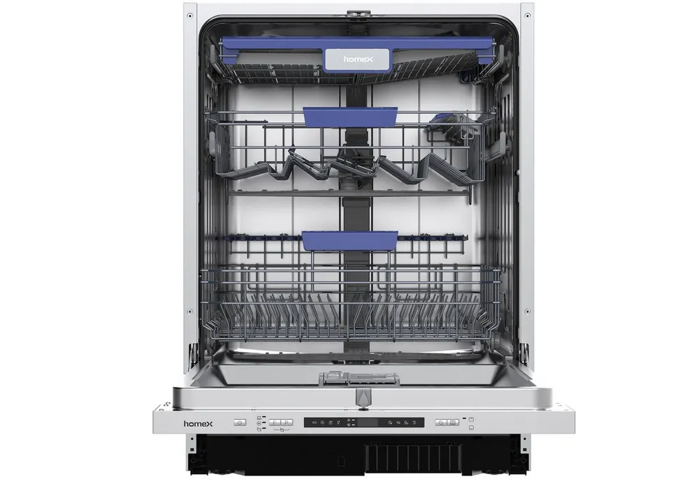 homeX vollintegrierbarer Geschirrspüler DWFI601442A, 10 l, 14 Maßgedecke, Einbau Spülmaschine vollintegriert 60 cm, 8 Programme, AquaStop, 42 dB