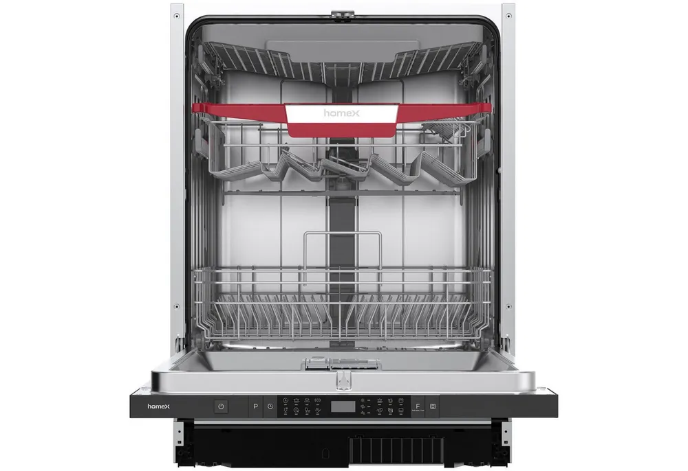 homeX vollintegrierbarer Geschirrspüler DWFI601444C, 10 l, 14 Maßgedecke, Einbau Spülmaschine vollintegriert 60 cm, 14 Gedecke, AquaStop, 44 dB