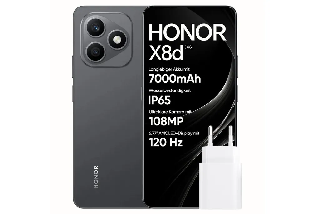 Honor HONOR X8d Robustes Smartphone mit 7000mAh Akku, IP65 Smartphone (6.77 Zoll, 512 GB Speicherplatz, Outdoor-Handy mit 120Hz AMOLED, 45W Schnellladung)