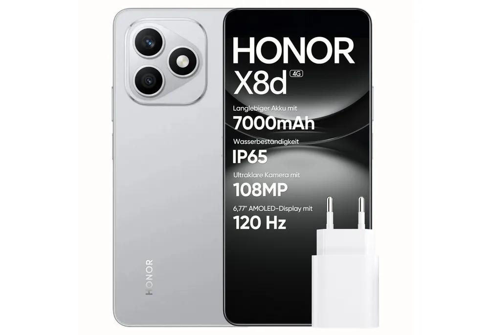 Honor HONOR X8d Robustes Smartphone mit 7000mAh Akku, IP65 Smartphone (6.77 Zoll, 512 GB Speicherplatz, Outdoor-Handy mit 120Hz AMOLED, 45W Schnellladung)